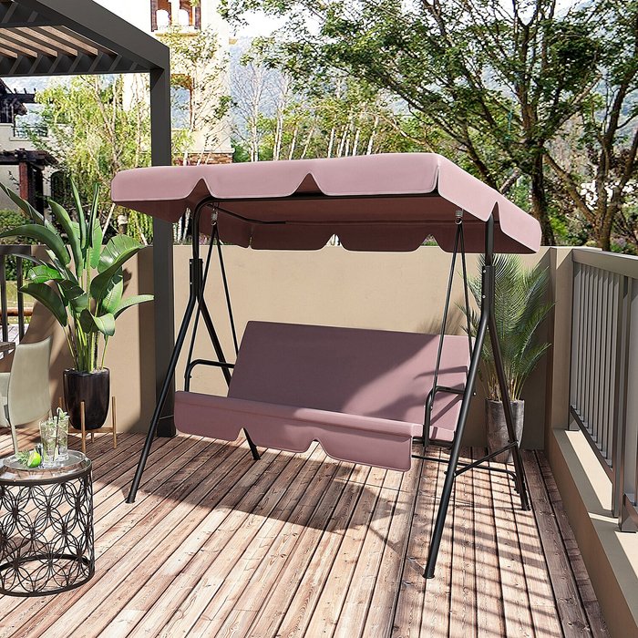 The Range | Outsunny Patio Metal Swing Chair - Brown Outsunny Patio Metal Swing Chair - Brown