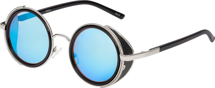 The Range | Ultra Steampunk Sunglasses Goggles Glasses Round UV400 - Silver / Silver Frame with Blue Mirrored Lenses Ultra Steampunk Sunglasses Goggles Glasses Round UV400 - Silver / Silver Frame with Blue Mirrored Lenses