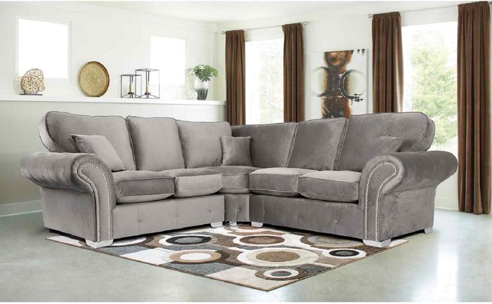 The Range | Simply Eleganza Oakana Luxury Plush Velvet 2c2 Corner Sofa - Silver Simply Eleganza Oakana Luxury Plush Velvet 2c2 Corner Sofa - Silver