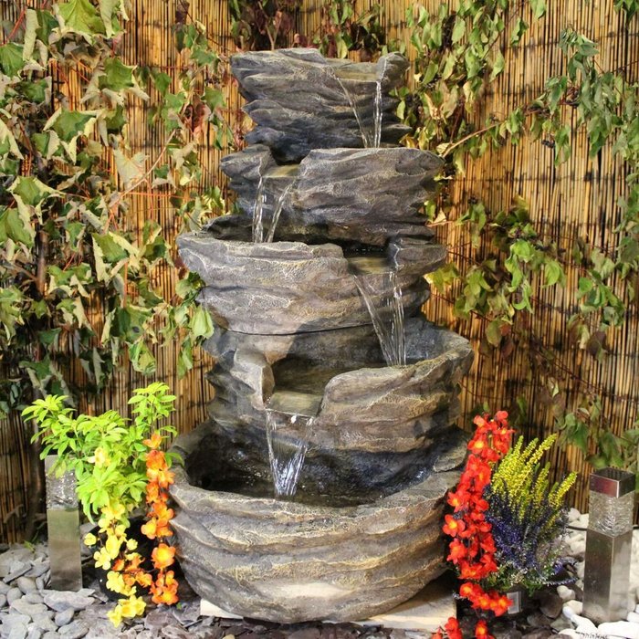 The Range | Tranquility Tranquility 5 Tier Stone Solar Powered Water Feature Tranquility Tranquility 5 Tier Stone Solar Powered Water Feature