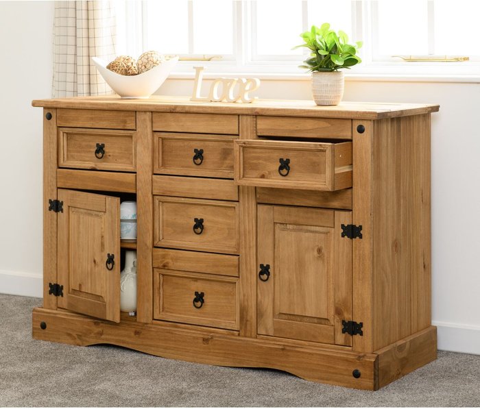 The Range | Seconique Corona 2 Door 5 Drawer Sideboard - Natural Seconique Corona 2 Door 5 Drawer Sideboard - Natural