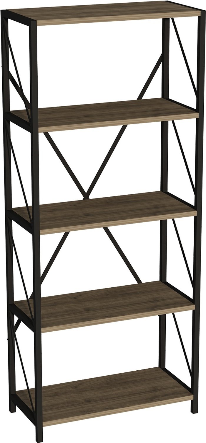 The Range | Destina Home Hilda Metal Manufactured Wood Bookcase - Walnut Destina Home Hilda Metal Manufactured Wood Bookcase - Walnut