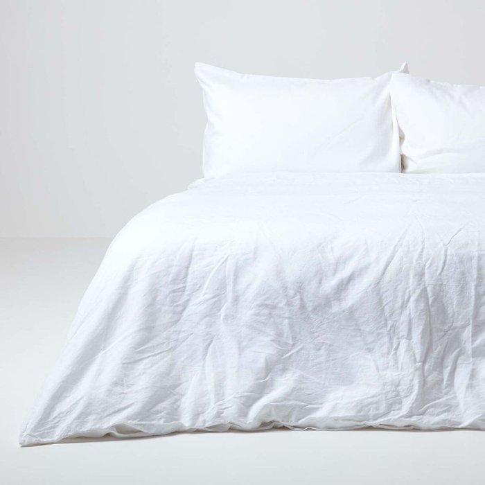 The Range | Homescapes Linen Duvet Cover Set with Pillowcase - White / Double Homescapes Linen Duvet Cover Set with Pillowcase - White / Double