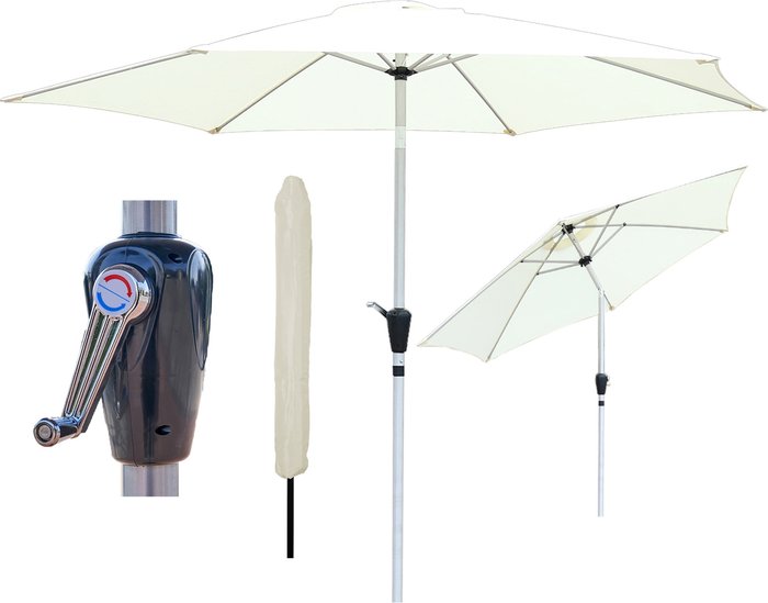 The Range | GlamHaus Garden Parasol Tilting Umbrella Cream With Protective Cover - Cream GlamHaus Garden Parasol Tilting Umbrella Cream With Protective Cover - Cream