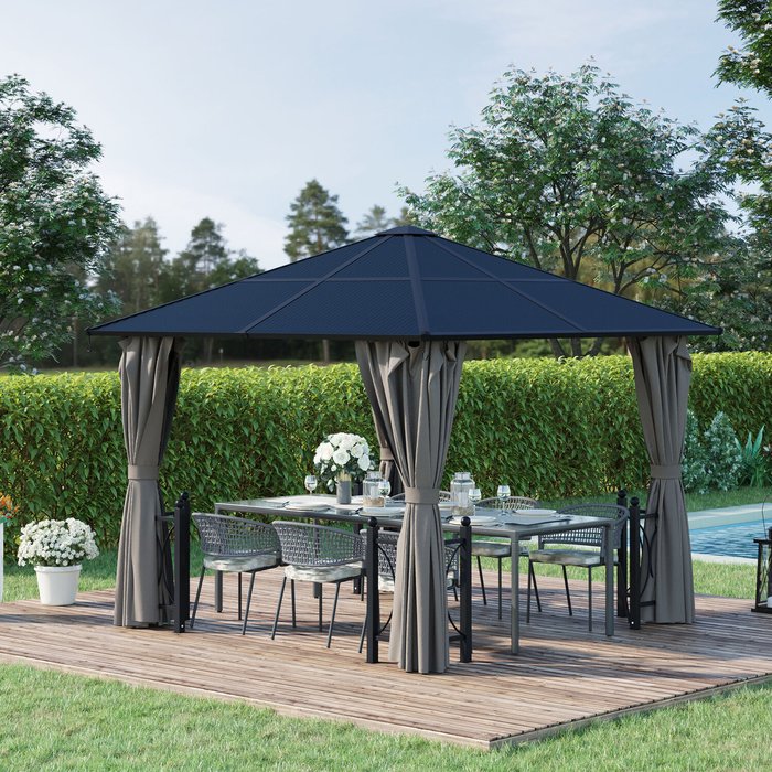 The Range | Outsunny 3mx3m Patio Hardtop Gazebo - Black and Dark Grey Outsunny 3mx3m Patio Hardtop Gazebo - Black and Dark Grey
