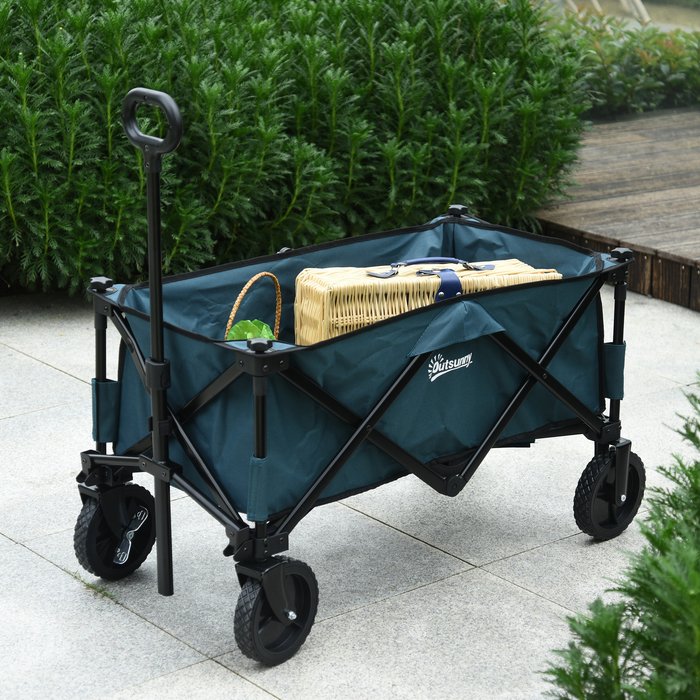 The Range | Outsunny Folding Outdoor Storage Bag with Telescopic Handle - Green Outsunny Folding Outdoor Storage Bag with Telescopic Handle - Green