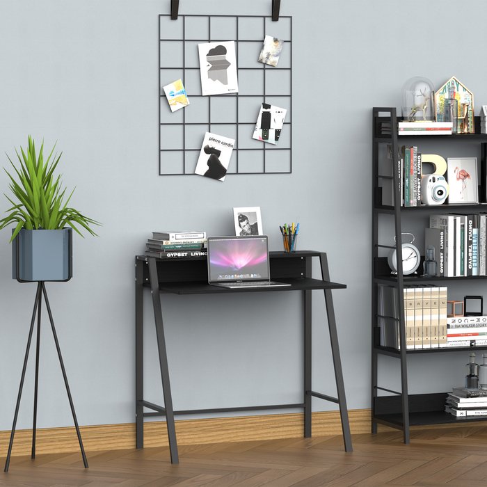 The Range | HOMCOM Modern Look 2-Tier Computer Laptop Study Table Desk Home Office - Black HOMCOM Modern Look 2-Tier Computer Laptop Study Table Desk Home Office - Black