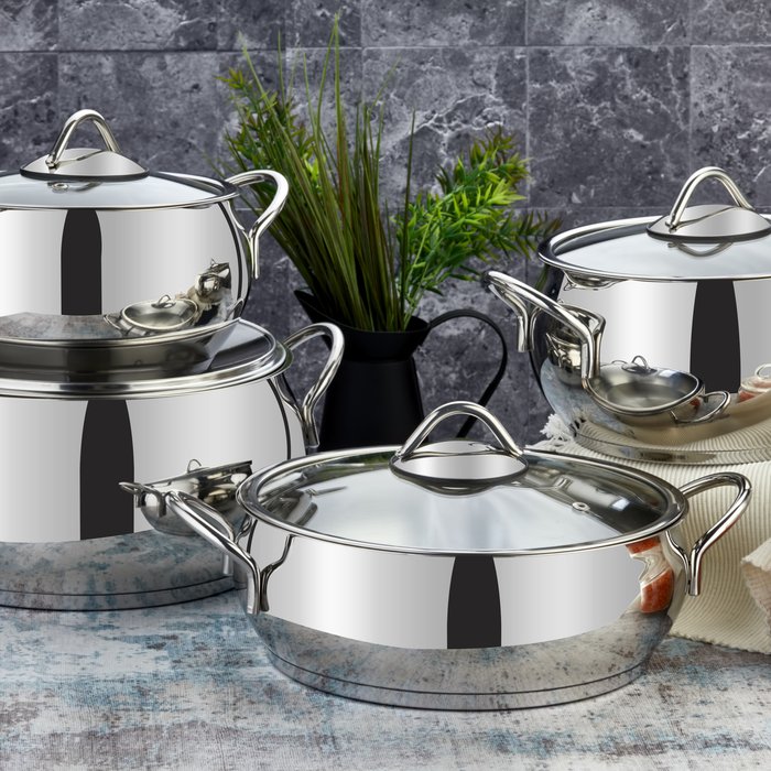 The Range | Rozi Sevval Collection 8-piece Stainless Steel Cookware Set Rozi Sevval Collection 8-piece Stainless Steel Cookware Set