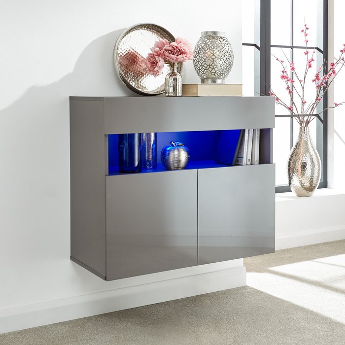The Range | GFW Galicia Wall Mounted Sideboard with LED - Grey GFW Galicia Wall Mounted Sideboard with LED - Grey
