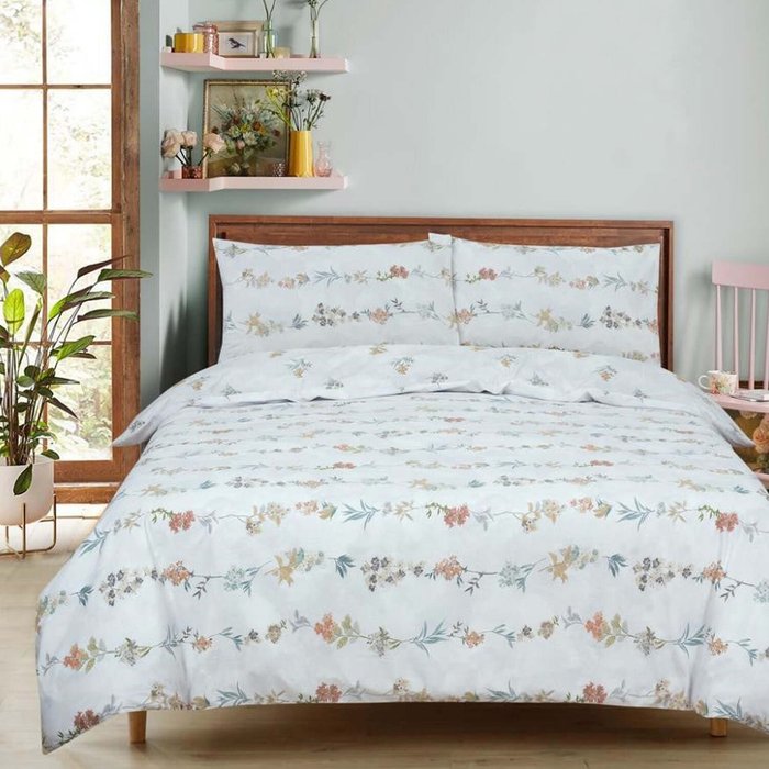 The Range | Vantona Vantona Classic Range Meadow Stripe Duvet Cover Set - White/Multi / Super King Vantona Vantona Classic Range Meadow Stripe Duvet Cover Set - White/Multi / Super King