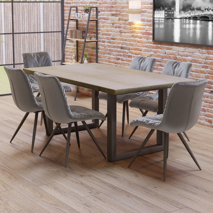 The Range | Baran Baran Dining Set - Light Brown / Light Grey Baran Baran Dining Set - Light Brown / Light Grey