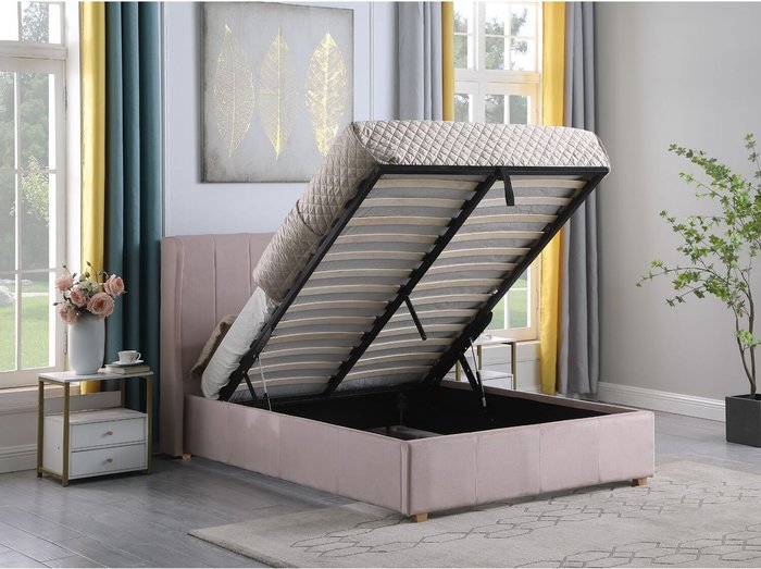 The Range | Seconique Amelia Plus 5' Storage Bed - Pink Velvet Fabric Seconique Amelia Plus 5' Storage Bed - Pink Velvet Fabric