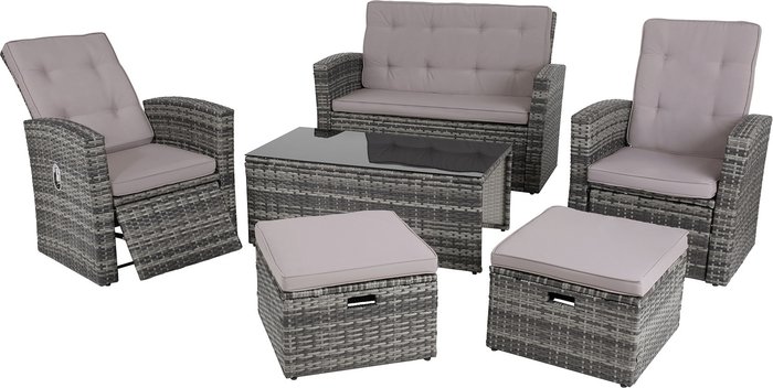 The Range | TECTAKE Tectake Garden Rattan Furniture Set Bari - Grey TECTAKE Tectake Garden Rattan Furniture Set Bari - Grey