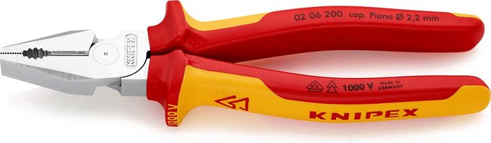 Tooled Up | Knipex Knipex 02 06 VDE Insulated High Leverage Combination Pliers 200mm Knipex Knipex 02 06 VDE Insulated High Leverage Combination Pliers 200mm