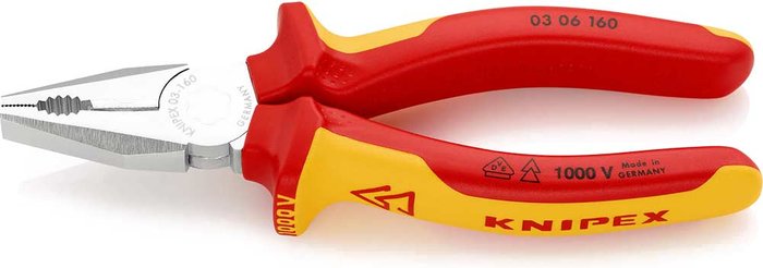 Tooled Up | Knipex Knipex 03 06 VDE Insulated Combination Pliers 160mm Knipex Knipex 03 06 VDE Insulated Combination Pliers 160mm