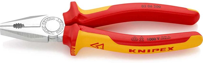 Tooled Up | Knipex Knipex 03 06 VDE Insulated Combination Pliers 200mm Knipex Knipex 03 06 VDE Insulated Combination Pliers 200mm