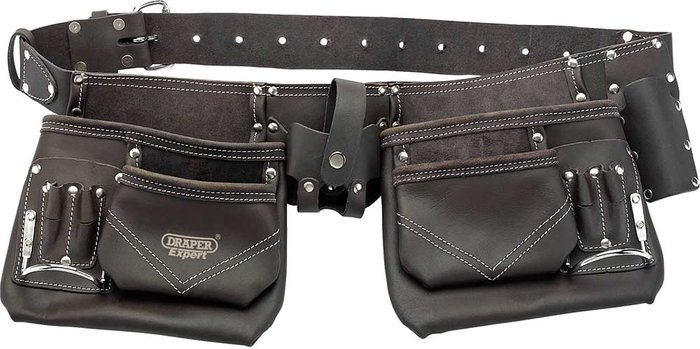 Tooled Up | Draper Draper Expert Double Oil Tanned Leather Tool Pouch and Belt Draper Draper Expert Double Oil Tanned Leather Tool Pouch and Belt