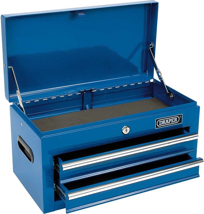 Tooled Up | Draper Draper 2 Drawer Tool Chest / Tool Box - Blue Draper Draper 2 Drawer Tool Chest / Tool Box - Blue