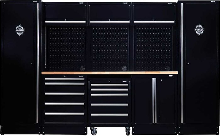 Tooled Up | BUNKER Bunker Modular Storage Combo With Hardwood Worktop (16 Piece) BUNKER Bunker Modular Storage Combo With Hardwood Worktop (16 Piece)