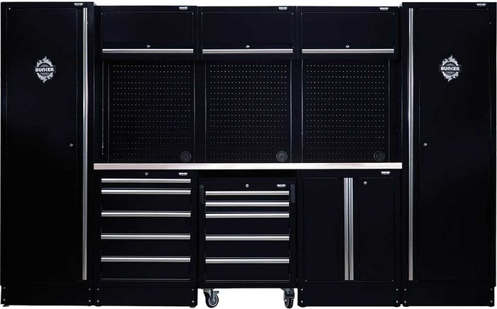 Tooled Up | BUNKER Bunker Modular Storage Combo With Stainless Steel Worktop (16 Piece) BUNKER Bunker Modular Storage Combo With Stainless Steel Worktop (16 Piece)