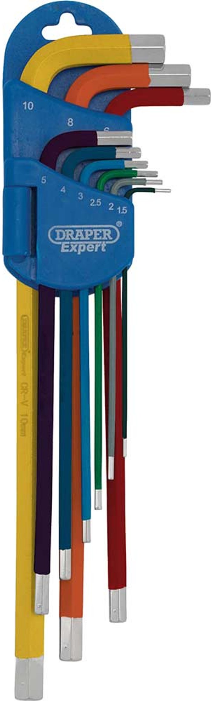 Tooled Up | Draper Draper Expert 9 Piece Extra Long Arm Colour Coded Hex Key Set Draper Draper Expert 9 Piece Extra Long Arm Colour Coded Hex Key Set