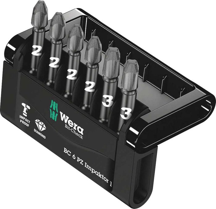 Tooled Up | Wera Wera 6 Piece Impaktor Mini Check Pozi Bit Set Wera Wera 6 Piece Impaktor Mini Check Pozi Bit Set
