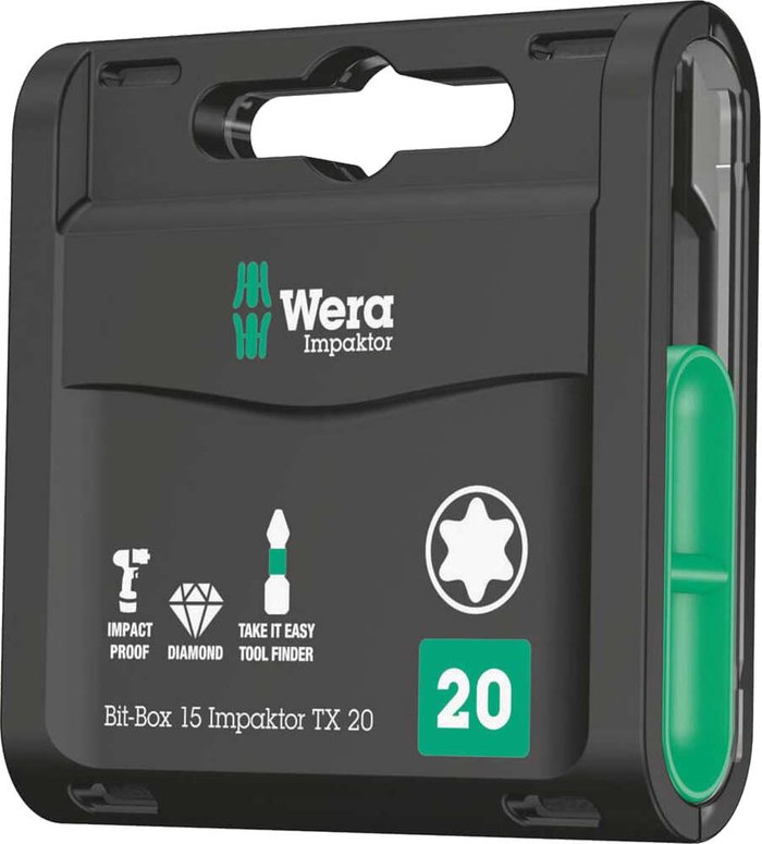 Tooled Up | Wera Wera Bit-Box Impaktor Torx Screwdriver Bits T20 25mm Pack of 15 Wera Wera Bit-Box Impaktor Torx Screwdriver Bits T20 25mm Pack of 15