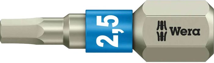 Tooled Up | Wera Wera Torsion Stainless Steel Hexagon Screwdriver Bit 2.5mm 25mm Pack of 1 Wera Wera Torsion Stainless Steel Hexagon Screwdriver Bit 2.5mm 25mm Pack of 1
