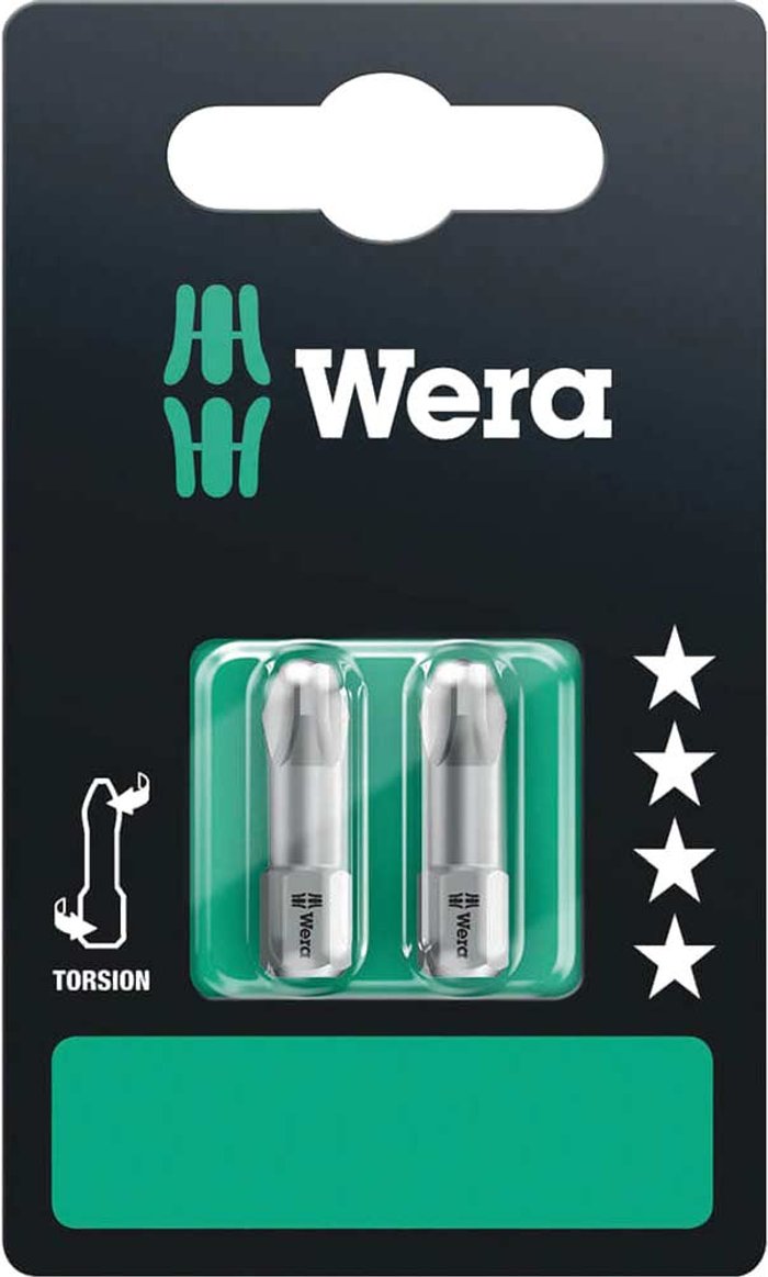 Tooled Up | Wera Wera Torsion Phillips Screwdriver Bits PH3 25mm Pack of 2 Wera Wera Torsion Phillips Screwdriver Bits PH3 25mm Pack of 2