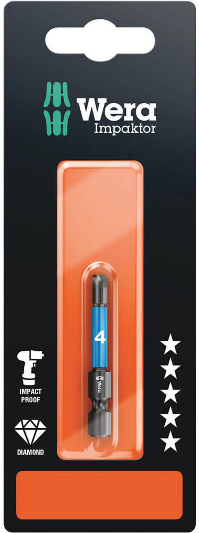 Tooled Up | Wera Wera Impaktor Hexagon Screwdriver Bits 4mm 50mm Pack of 1 Wera Wera Impaktor Hexagon Screwdriver Bits 4mm 50mm Pack of 1
