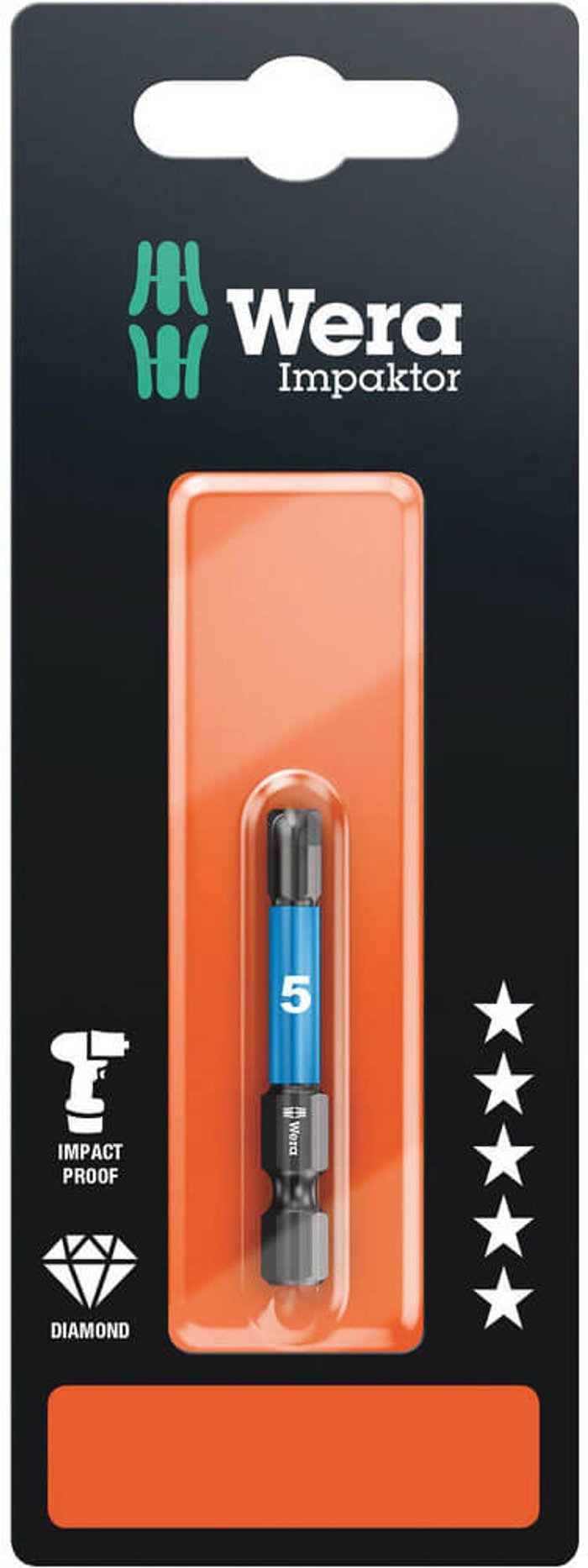 Tooled Up | Wera Wera Impaktor Hexagon Screwdriver Bits 5mm 50mm Pack of 1 Wera Wera Impaktor Hexagon Screwdriver Bits 5mm 50mm Pack of 1