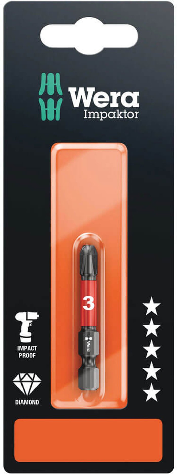 Tooled Up | Wera Wera Impaktor Phillips Screwdriver Bits PH3 50mm Pack of 1 Wera Wera Impaktor Phillips Screwdriver Bits PH3 50mm Pack of 1