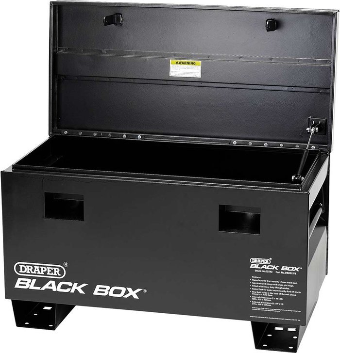 Tooled Up | Draper Draper Contractors Secure Storage Box (Black Box) 90x42.5x33cm Draper Draper Contractors Secure Storage Box (Black Box) 90x42.5x33cm