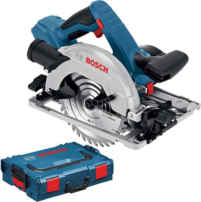 Tooled Up | Bosch Bosch GKS 18V-57G 18V Circular Saw with mitre cut capabilities In a L-BOXX Bosch Bosch GKS 18V-57G 18V Circular Saw with mitre cut capabilities In a L-BOXX