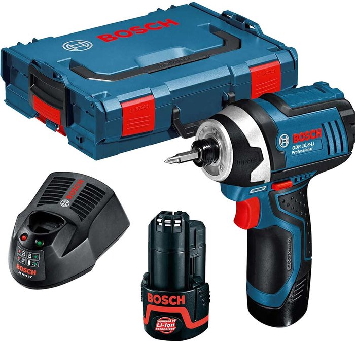 Tooled Up | Bosch Professional Bosch GDR 12 V-LI 12v Cordless Impact Driver 2 x 2ah Li-ion Charger Case Bosch Professional Bosch GDR 12 V-LI 12v Cordless Impact Driver 2 x 2ah Li-ion Charger Case