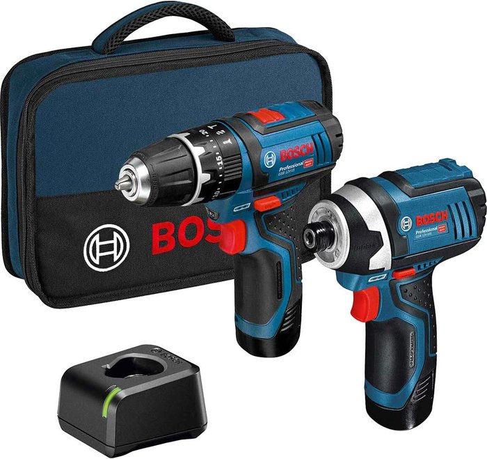 Tooled Up | Bosch 06019A6979 GDR 12-105+GSB12V 2x2.0Ah Kit with Bag - Bosch Bosch 06019A6979 GDR 12-105+GSB12V 2x2.0Ah Kit with Bag - Bosch