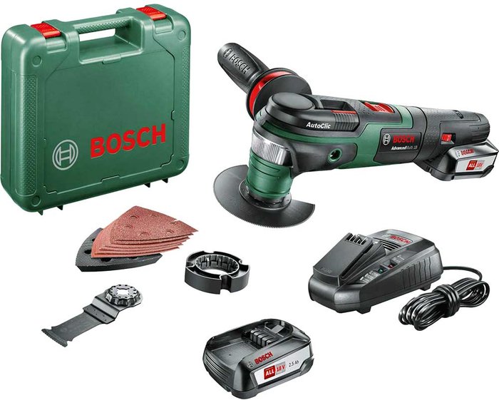 Tooled Up | Bosch Home and Garden Bosch ADVANCEDMULTI 18v Cordless Starlock Oscillating Multi Tool 2 x 2.5ah Li-ion Charger Case Bosch Home and Garden Bosch ADVANCEDMULTI 18v Cordless Starlock Oscillating Multi Tool 2 x 2.5ah Li-ion Charger Case