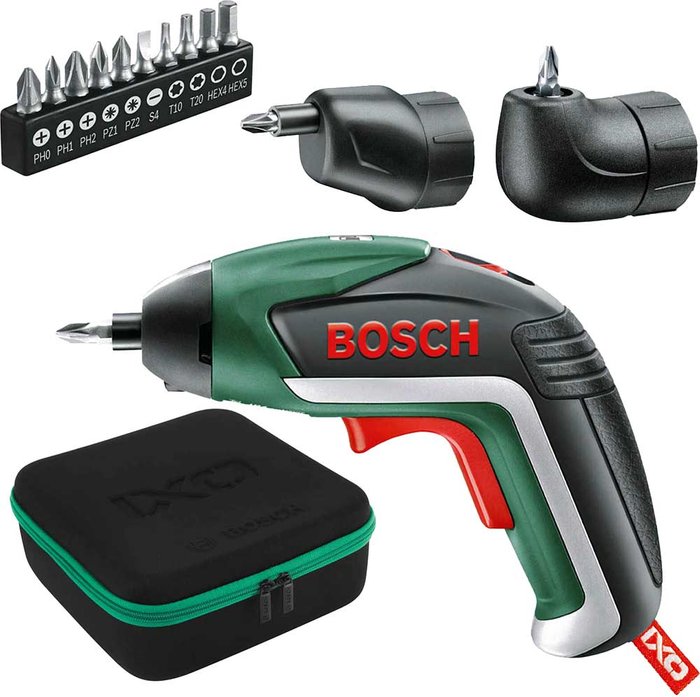 Tooled Up | Bosch Home and Garden Bosch IXO V 3.6v Cordless Screwdriver and Offset Angle Adaptor 1 x 1.5ah Integrated Li-ion Charger Case Bosch Home and Garden Bosch IXO V 3.6v Cordless Screwdriver and Offset Angle Adaptor 1 x 1.5ah Integrated Li-ion Charger Case