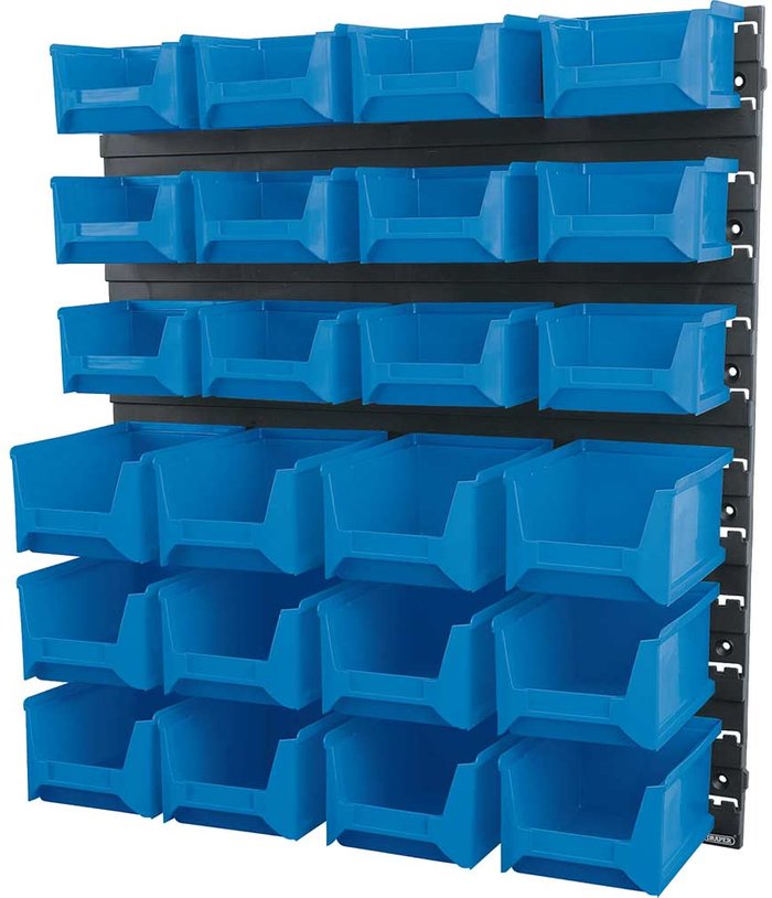 Tooled Up | Draper Draper Wall Storage Unit with 24 Bins Small / Medium Draper Draper Wall Storage Unit with 24 Bins Small / Medium