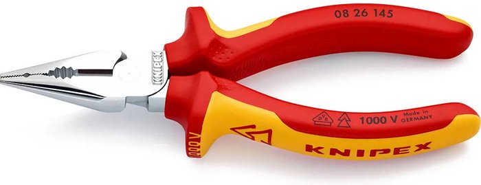 Tooled Up | Knipex Knipex 08 26 VDE Insulated Pointed Combination Pliers 145mm Knipex Knipex 08 26 VDE Insulated Pointed Combination Pliers 145mm