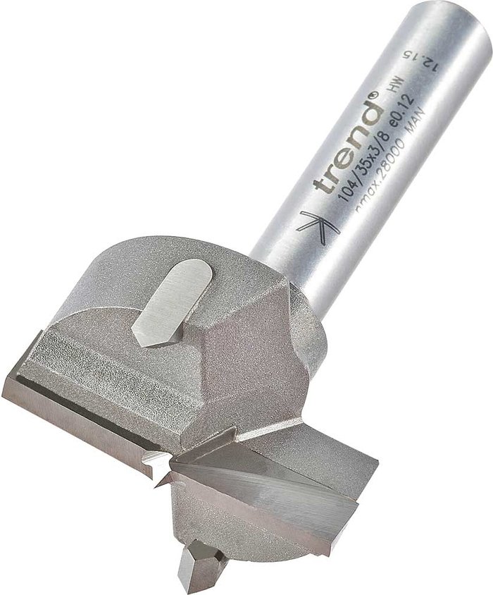 Tooled Up | Trend Trend TCT Hinge Sinking Router Bit 35mm 3/8 Trend Trend TCT Hinge Sinking Router Bit 35mm 3/8