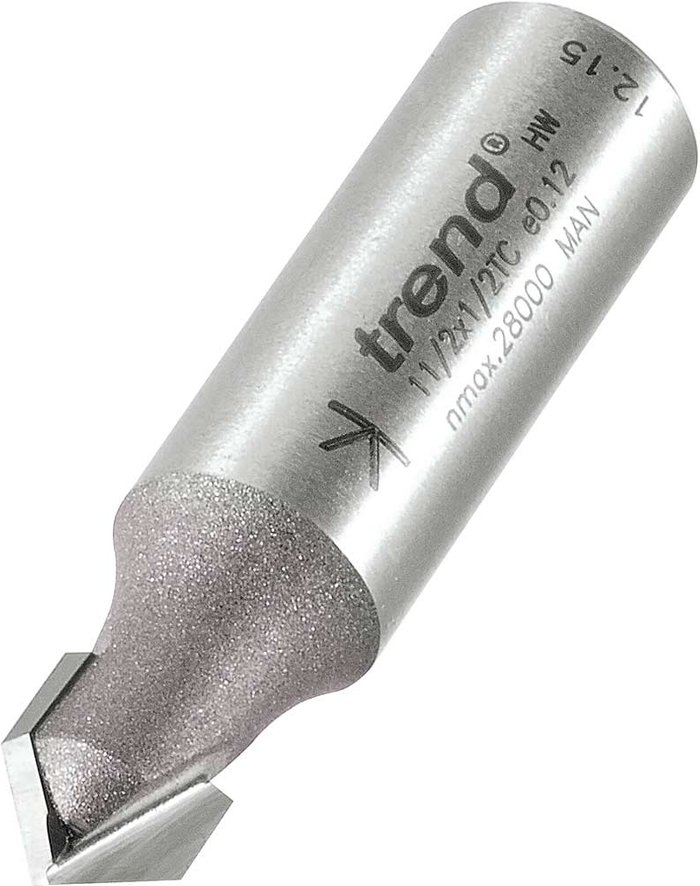Tooled Up | Trend Trend Chamfer V Groove Router Cutter 9.5mm 5mm 1/2 Trend Trend Chamfer V Groove Router Cutter 9.5mm 5mm 1/2