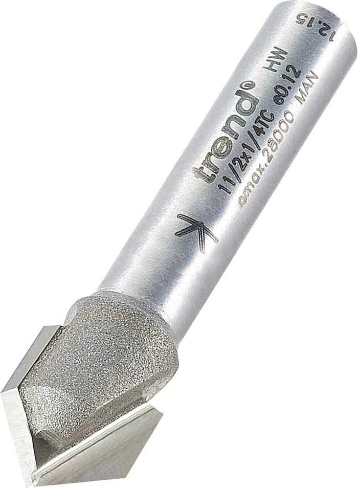 Tooled Up | Trend Trend Chamfer V Groove Router Cutter 9.5mm 5mm 1/4 Trend Trend Chamfer V Groove Router Cutter 9.5mm 5mm 1/4