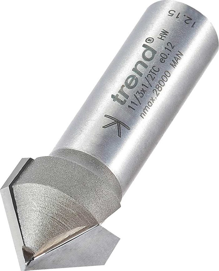 Tooled Up | Trend Trend Chamfer V Groove Router Cutter 19.1mm 9.2mm 1/2 Trend Trend Chamfer V Groove Router Cutter 19.1mm 9.2mm 1/2