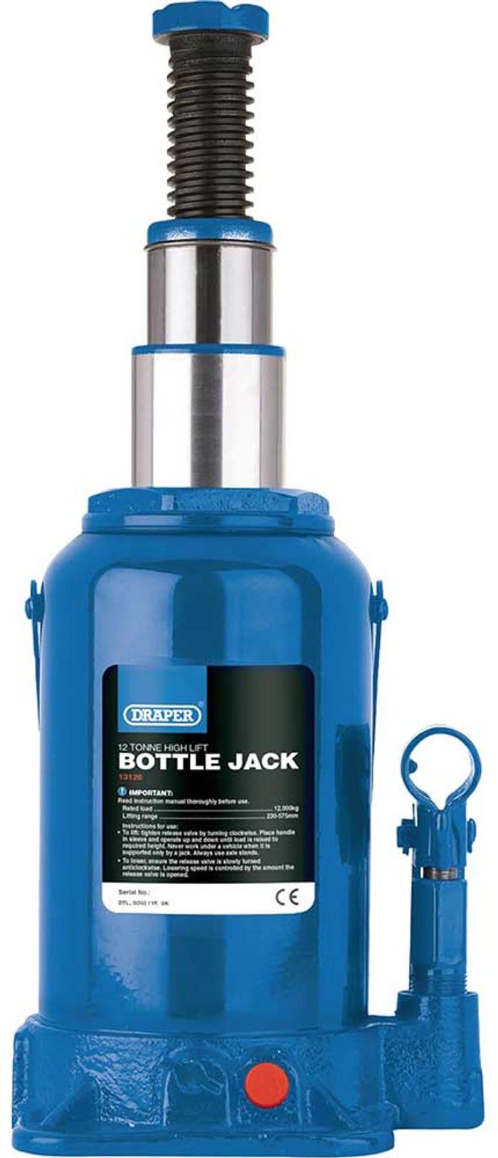 Tooled Up | Draper Draper High Lift Hydraulic Bottle Jack (12 Tonne) Draper Draper High Lift Hydraulic Bottle Jack (12 Tonne)