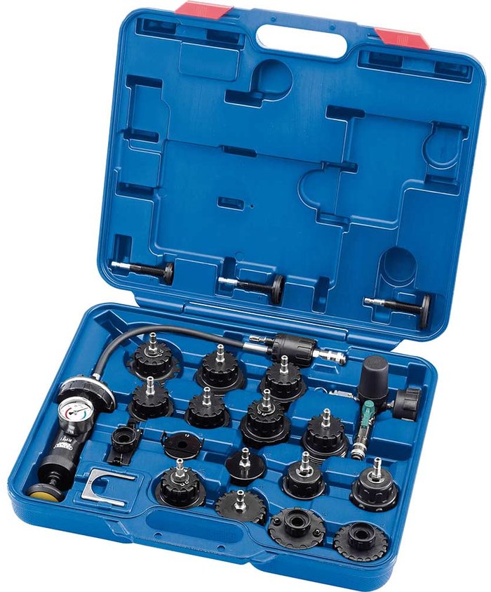 Tooled Up | Draper Draper Expert 20 Piece Automotive Radiator Pressure Test Tool Kit Draper Draper Expert 20 Piece Automotive Radiator Pressure Test Tool Kit