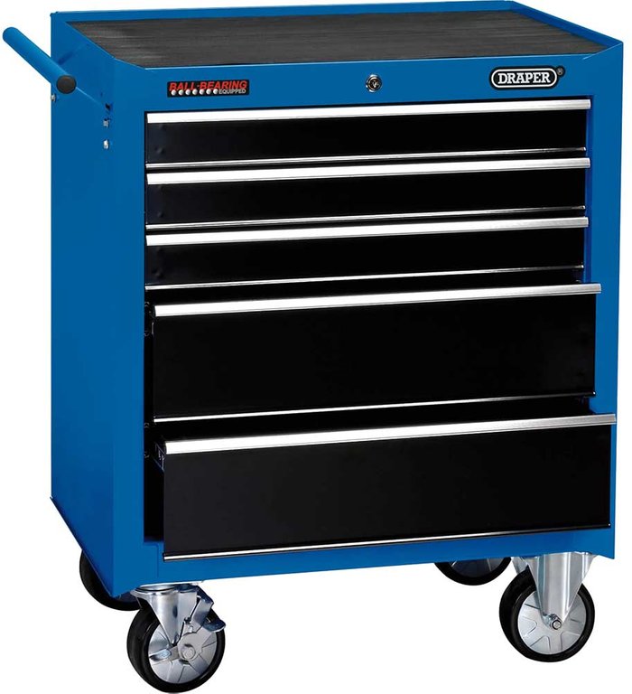 Tooled Up | Draper Draper 5 Drawer Tool Roller Cabinet Blue / Black Draper Draper 5 Drawer Tool Roller Cabinet Blue / Black