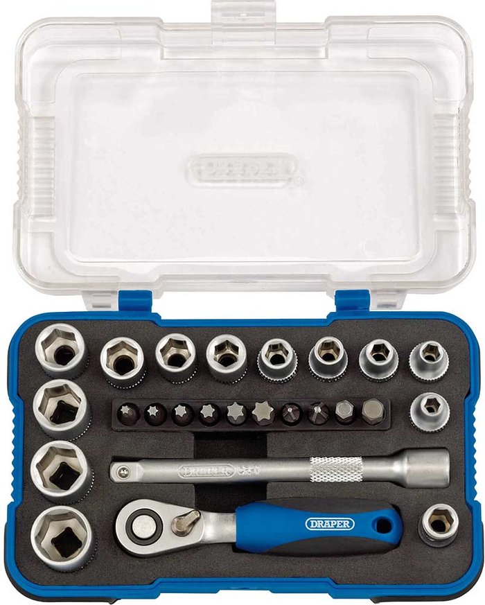 Tooled Up | Draper Draper 1/4 25-Piece Ratchet, Bit & Socket Set Draper Draper 1/4 25-Piece Ratchet, Bit & Socket Set