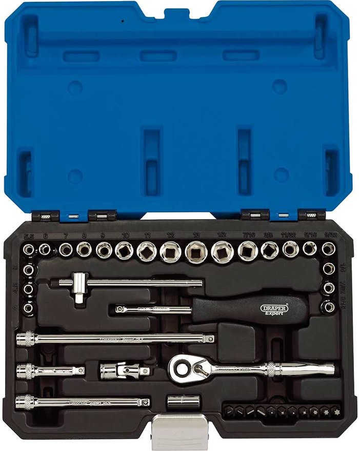 Tooled Up | Draper Draper Expert 40 Piece Combination Drive Hex Socket Set Metric and Imperial 1/4 Draper Draper Expert 40 Piece Combination Drive Hex Socket Set Metric and Imperial 1/4