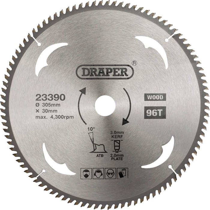 Tooled Up | Draper Draper TCT Wood Cutting Circular Saw Blade 305mm 96T 30mm Draper Draper TCT Wood Cutting Circular Saw Blade 305mm 96T 30mm